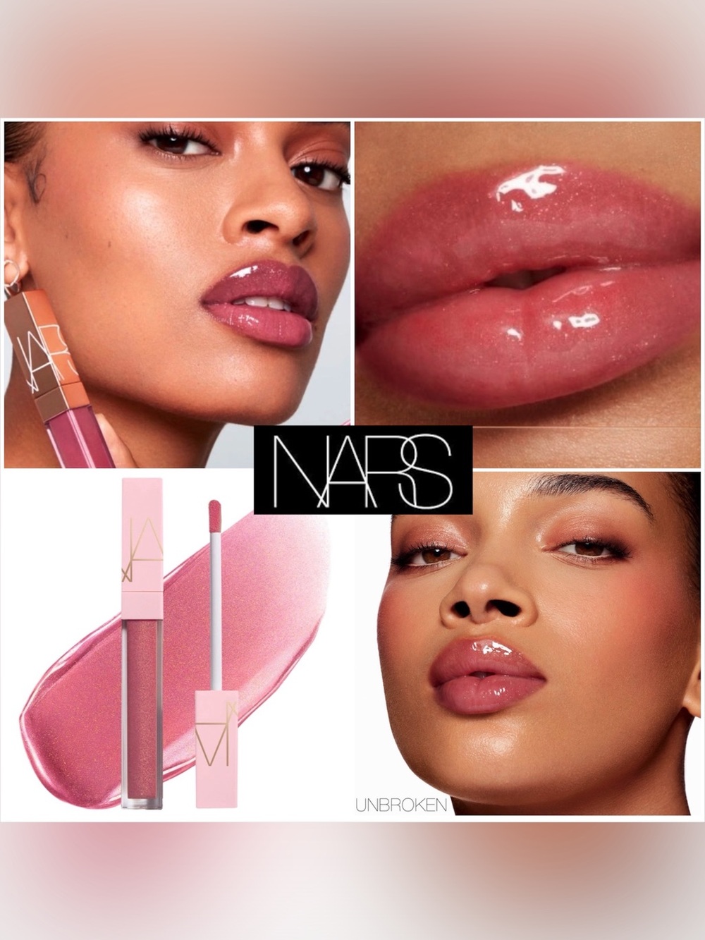NARS Afterglow Lip Shine UNBROKEN Shimmering Mauve ~ NIB Full Size Authentic